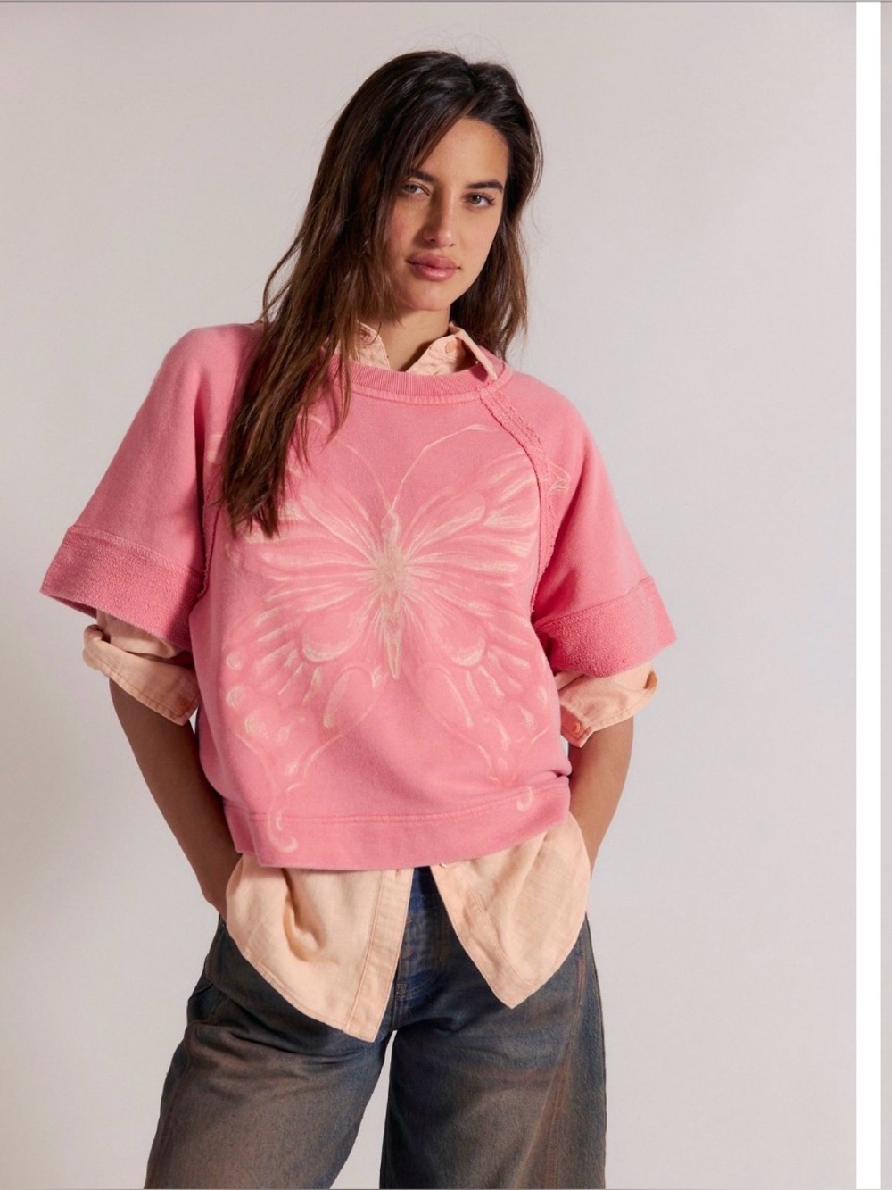 Free People Dahlia Short Sleeve Pullover. NWT. Vintage rosey